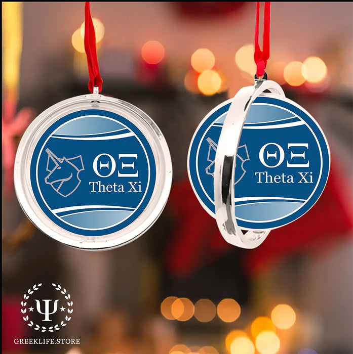Theta Xi Christmas Reversible Flat Round Ornament