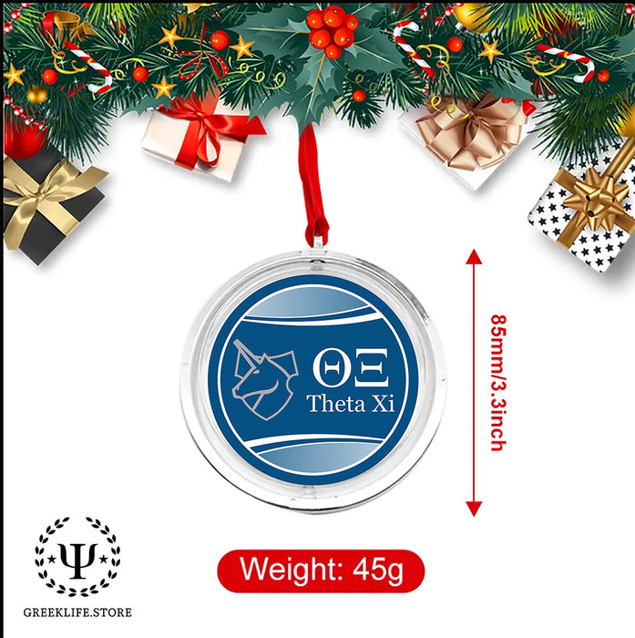 Theta Xi Christmas Reversible Flat Round Ornament