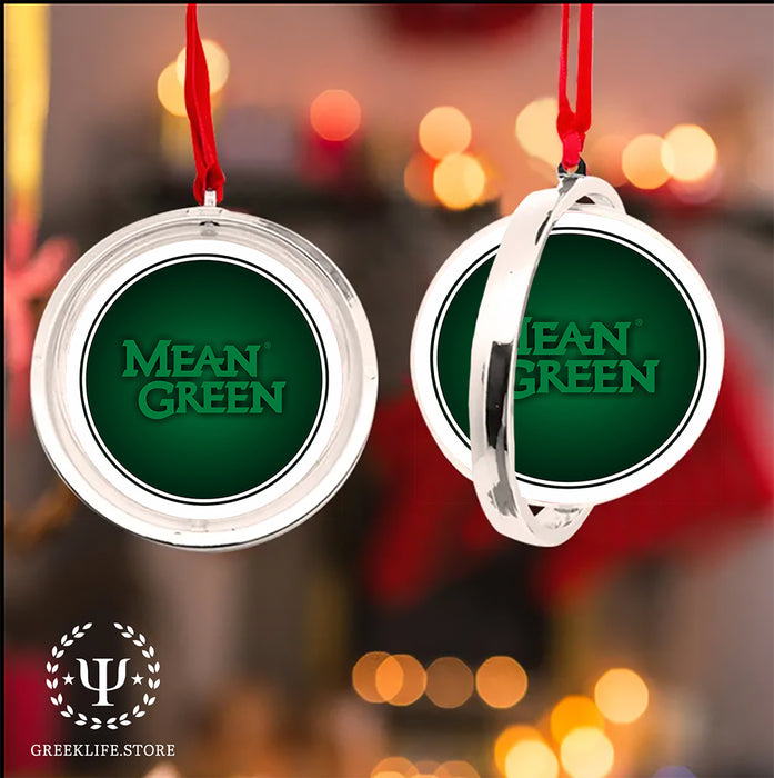 University of North Texas Christmas Reversible Flat Round Ornament