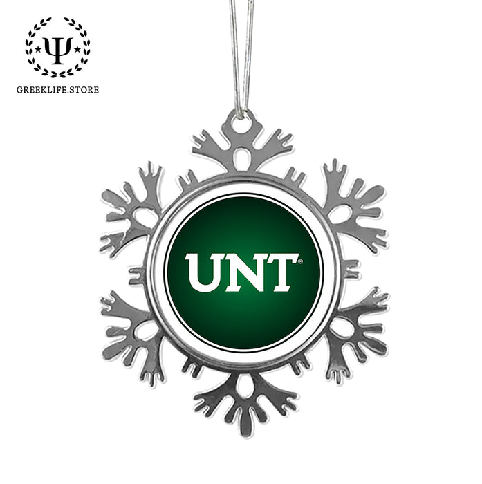 University of North Texas Christmas Ornament - Snowflake Metal