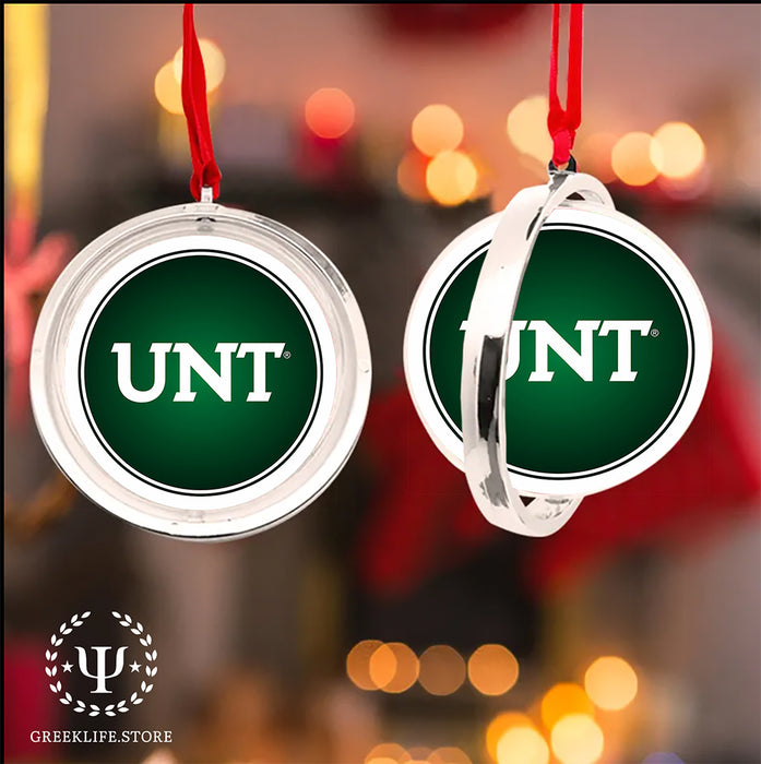 University of North Texas Christmas Reversible Flat Round Ornament
