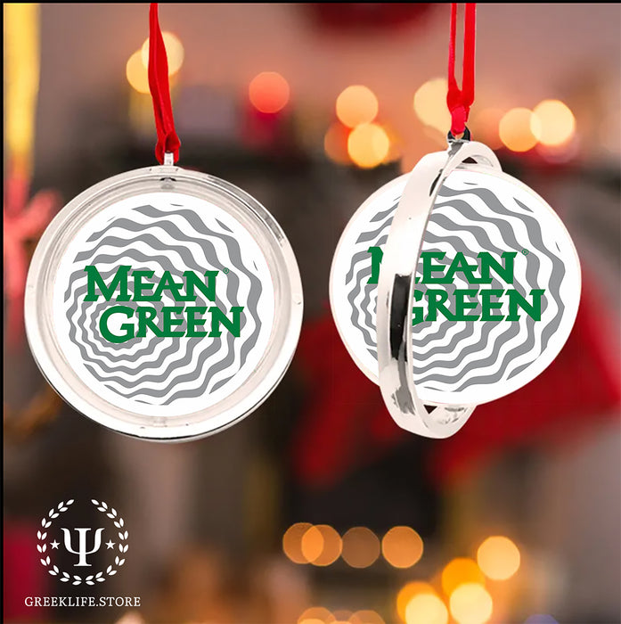 University of North Texas Christmas Reversible Flat Round Ornament
