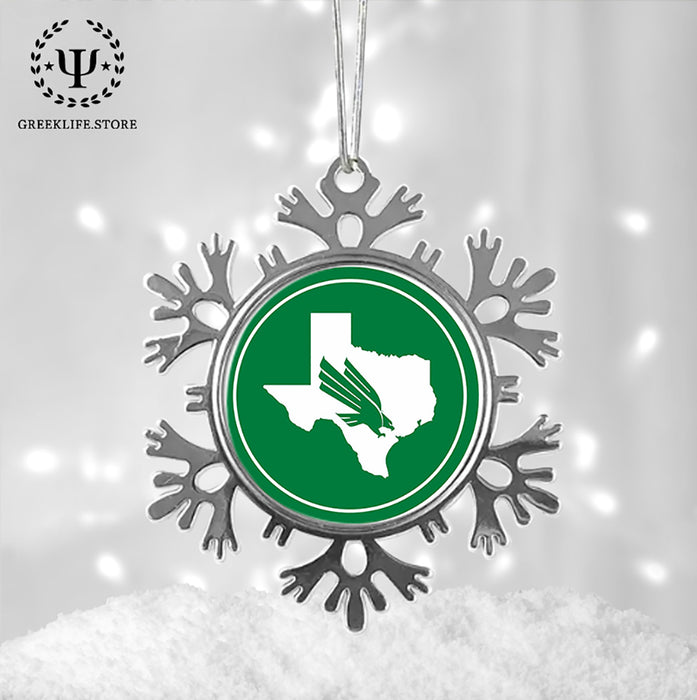 University of North Texas Christmas Ornament - Snowflake Metal
