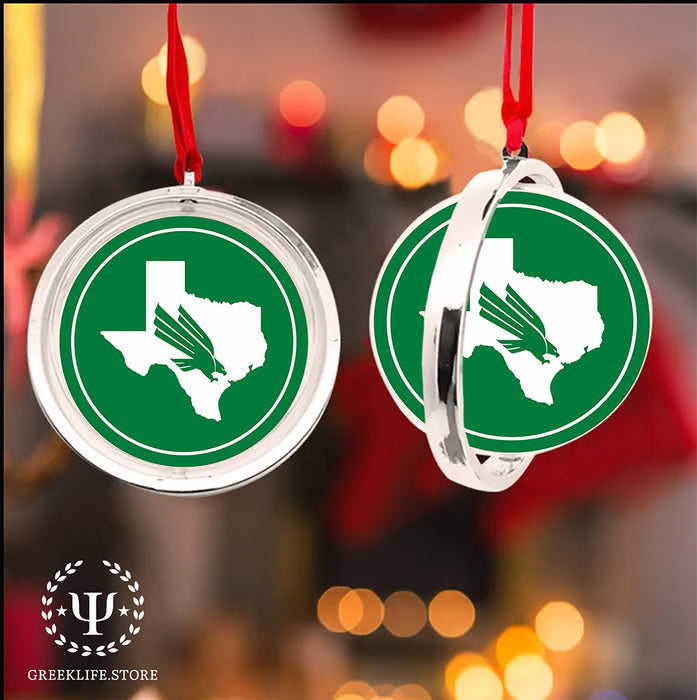 University of North Texas Christmas Reversible Flat Round Ornament