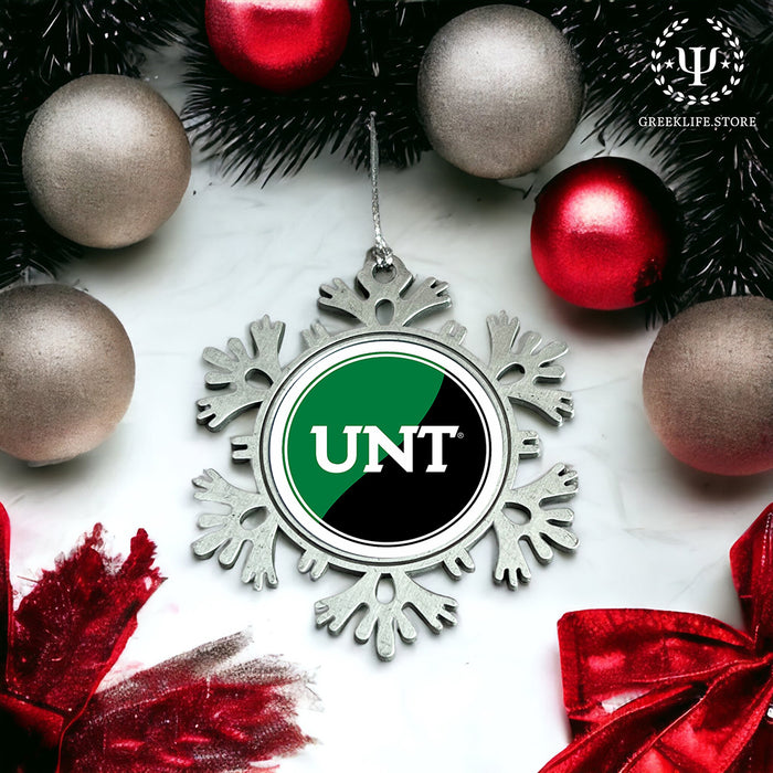 University of North Texas Christmas Ornament - Snowflake Metal