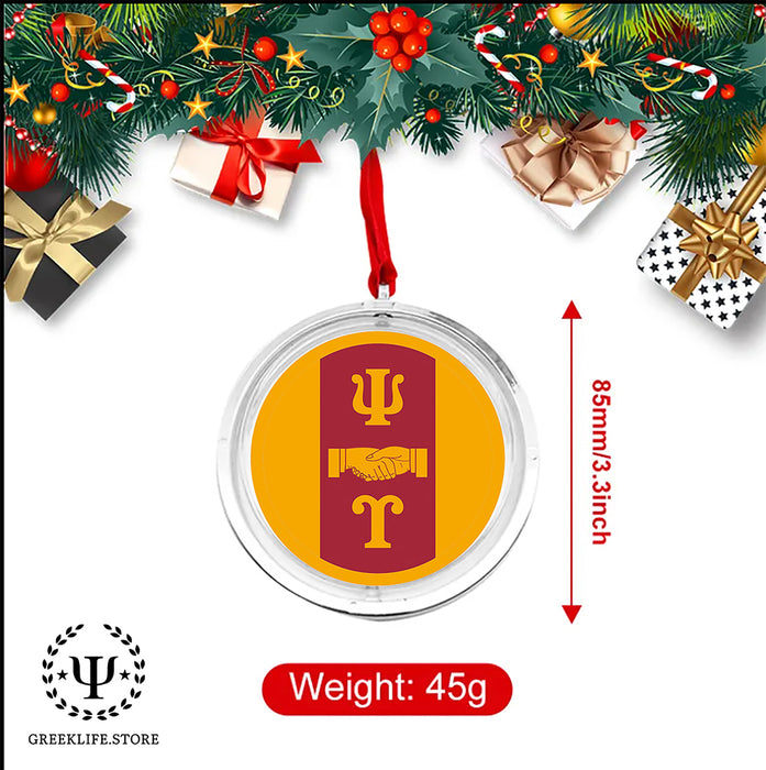 Psi Upsilon Christmas Reversible Flat Round Ornament