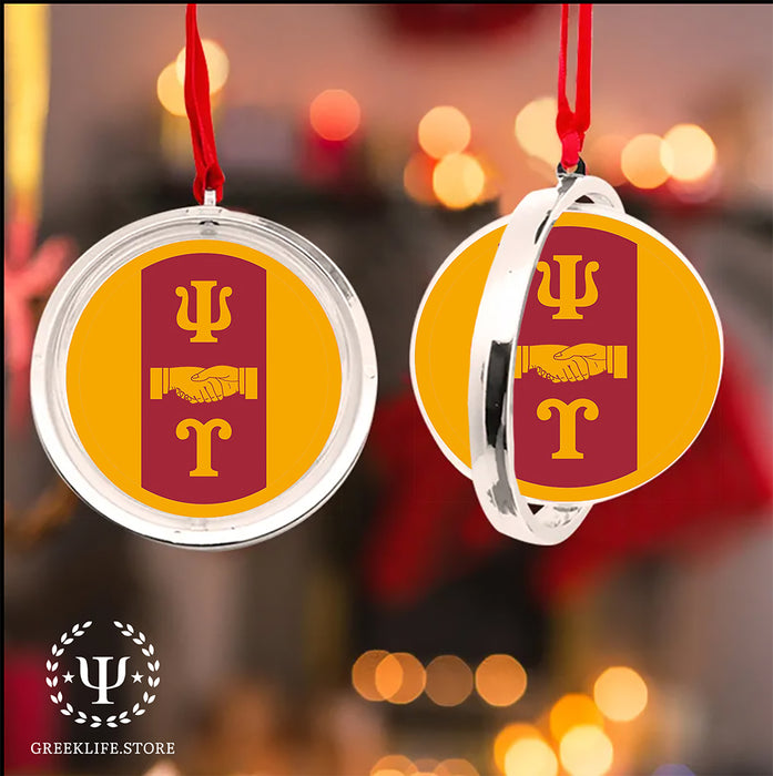Psi Upsilon Christmas Reversible Flat Round Ornament