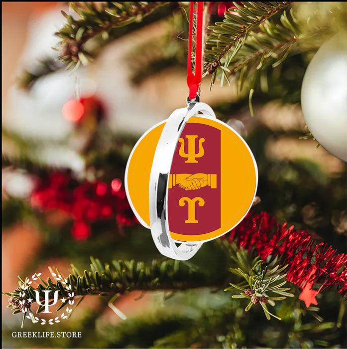 Psi Upsilon Christmas Reversible Flat Round Ornament