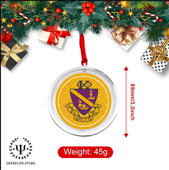 Phi Chi Theta Christmas Reversible Flat Round Ornament