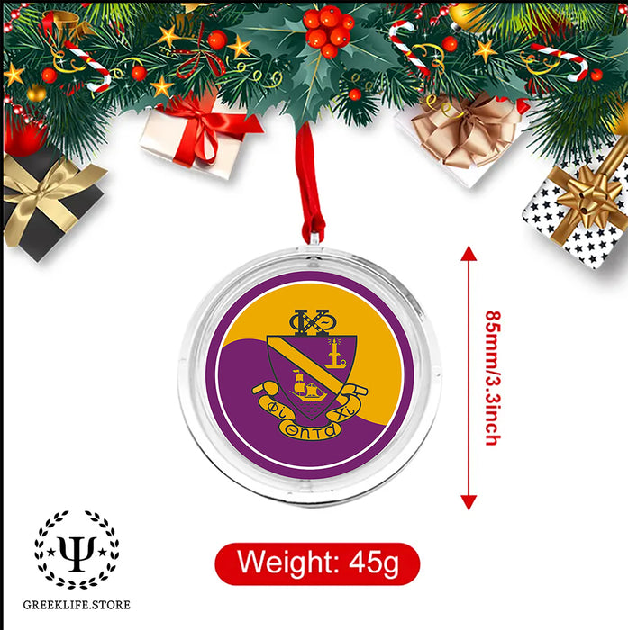 Phi Chi Theta Christmas Reversible Flat Round Ornament