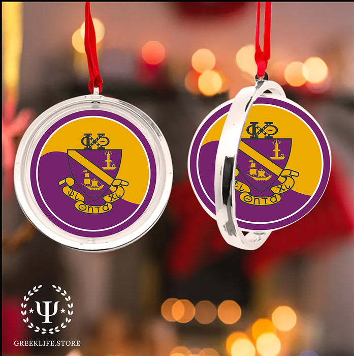 Phi Chi Theta Christmas Reversible Flat Round Ornament