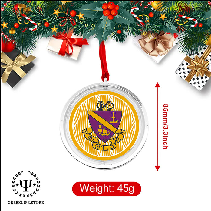 Phi Chi Theta Christmas Reversible Flat Round Ornament