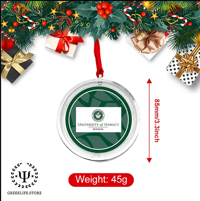 University of Hawaii MANOA Christmas Reversible Flat Round Ornament