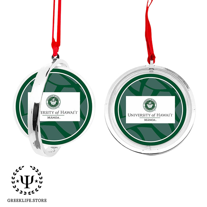 University of Hawaii MANOA Christmas Reversible Flat Round Ornament