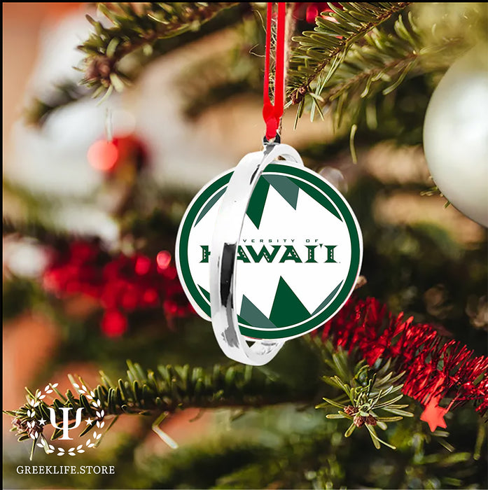 University of Hawaii MANOA Christmas Reversible Flat Round Ornament