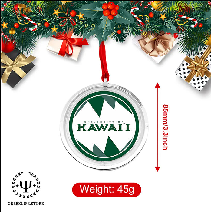 University of Hawaii MANOA Christmas Reversible Flat Round Ornament