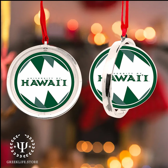University of Hawaii MANOA Christmas Reversible Flat Round Ornament