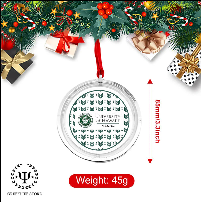 University of Hawaii MANOA Christmas Reversible Flat Round Ornament