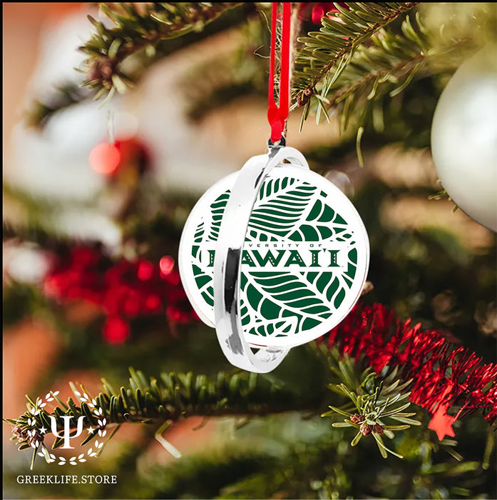 University of Hawaii MANOA Christmas Reversible Flat Round Ornament