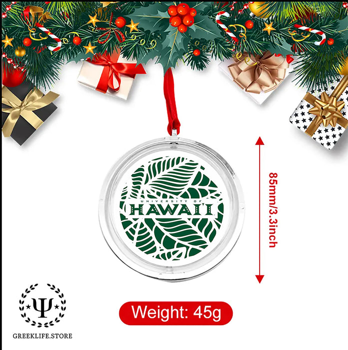 University of Hawaii MANOA Christmas Reversible Flat Round Ornament