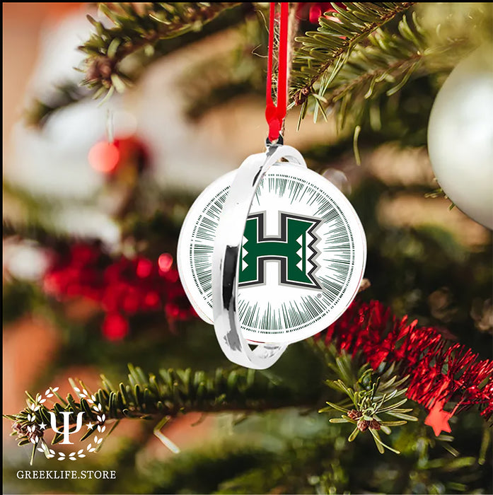 University of Hawaii MANOA Christmas Reversible Flat Round Ornament