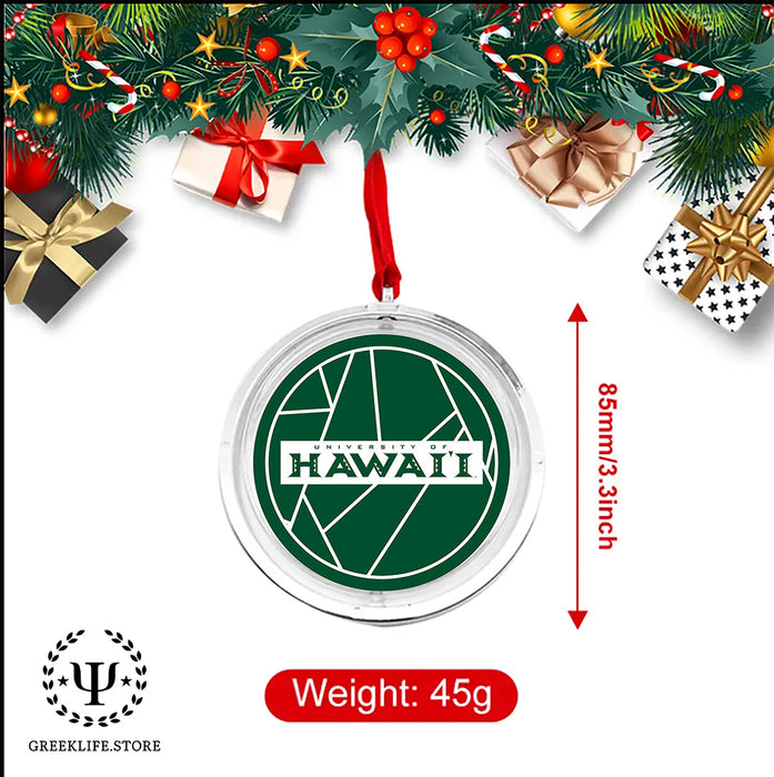 University of Hawaii MANOA Christmas Reversible Flat Round Ornament
