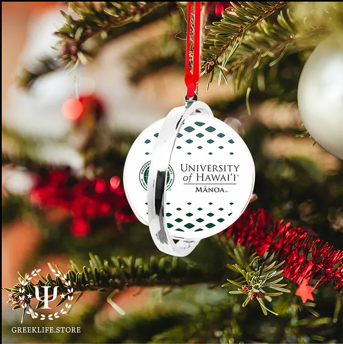 University of Hawaii MANOA Christmas Reversible Flat Round Ornament