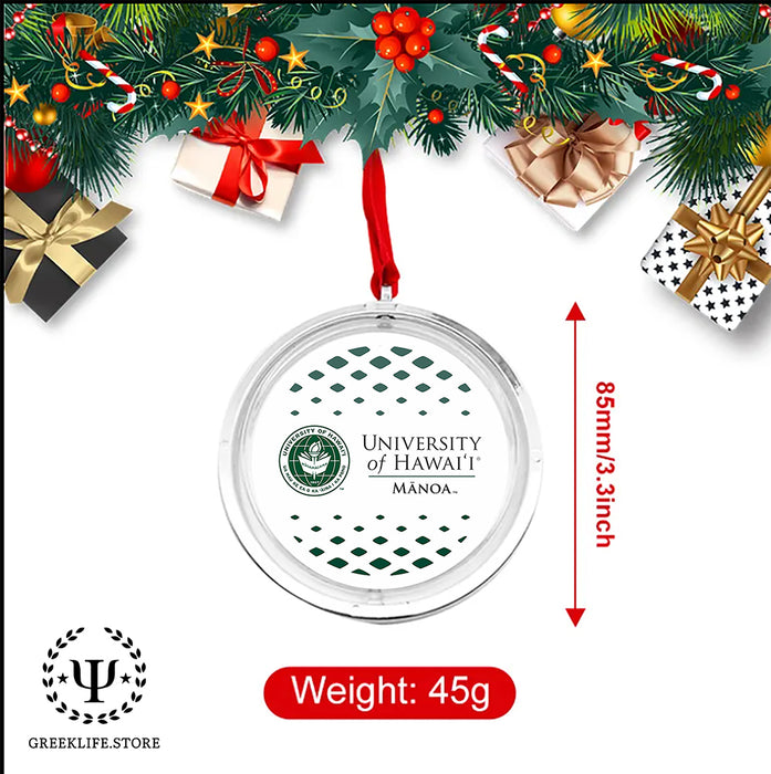 University of Hawaii MANOA Christmas Reversible Flat Round Ornament