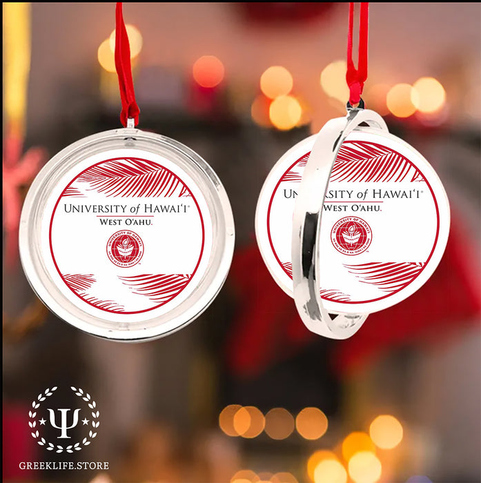 University of Hawaii WEST O'AHU Christmas Reversible Flat Round Ornament