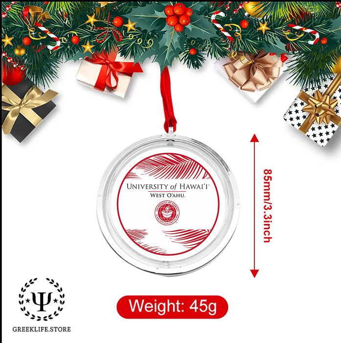 University of Hawaii WEST O'AHU Christmas Reversible Flat Round Ornament