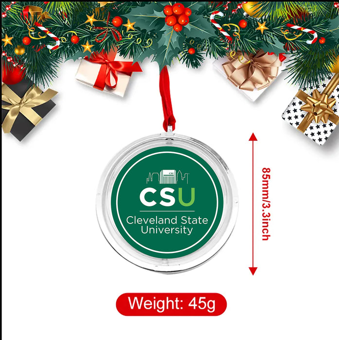 Cleveland State University Christmas Reversible Flat Round Ornament