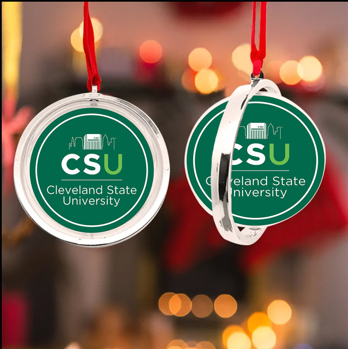 Cleveland State University Christmas Reversible Flat Round Ornament