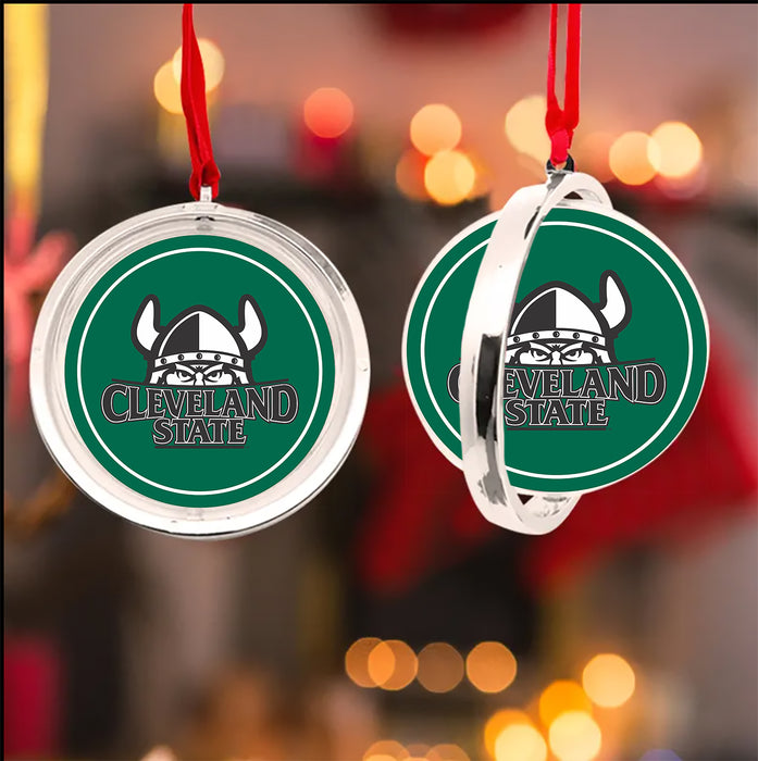 Cleveland State University Christmas Reversible Flat Round Ornament