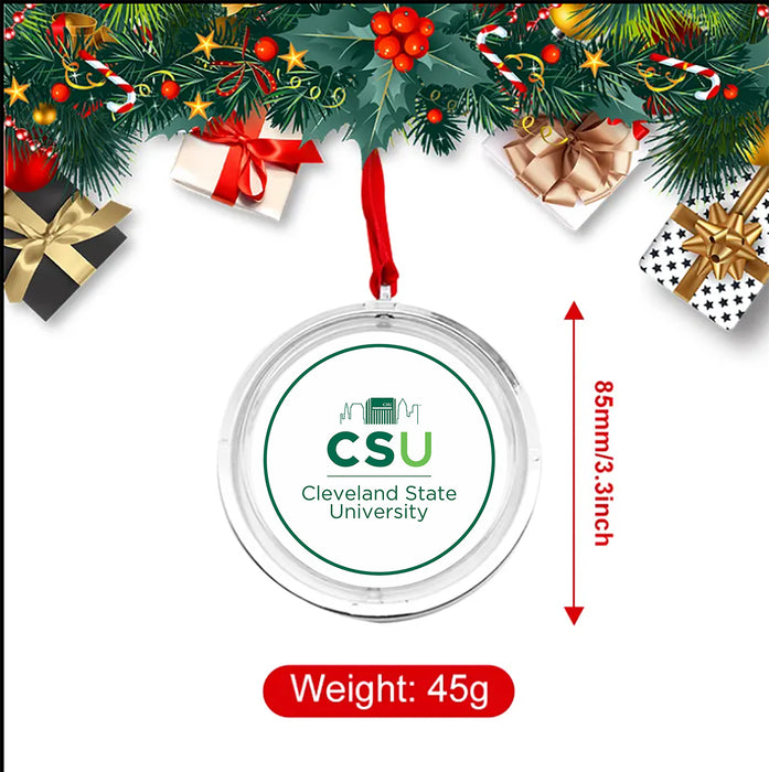Cleveland State University Christmas Reversible Flat Round Ornament