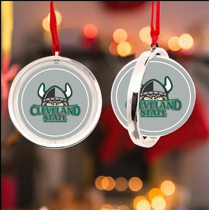 Cleveland State University Christmas Reversible Flat Round Ornament