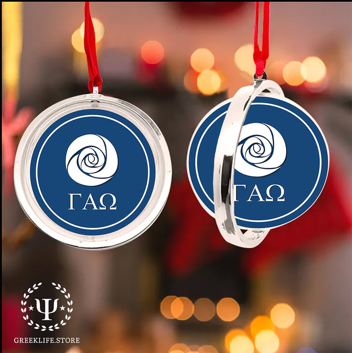 Gamma Alpha Omega Christmas Reversible Flat Round Ornament