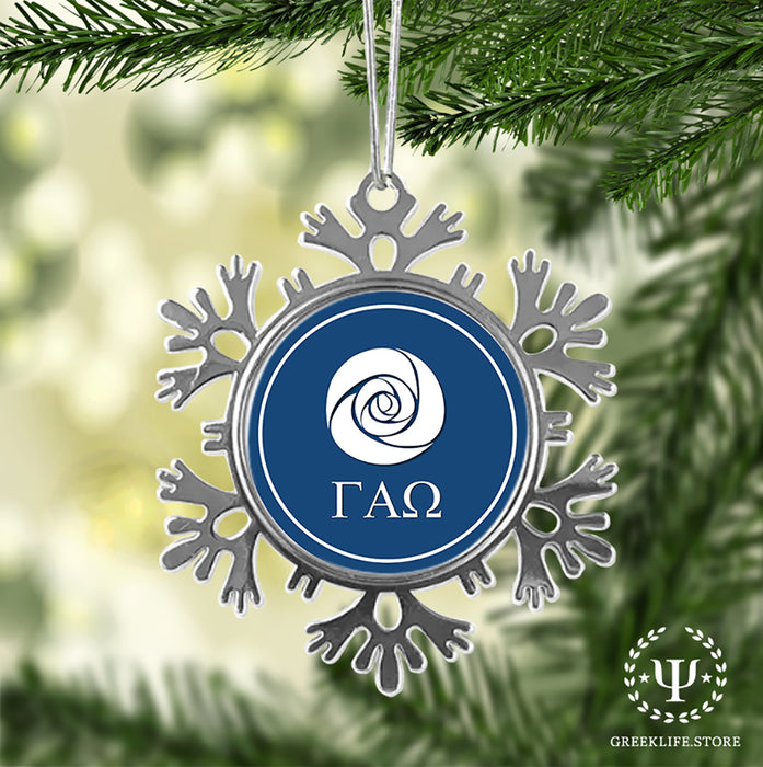 Gamma Alpha Omega Christmas Ornament - Snowflake Metal