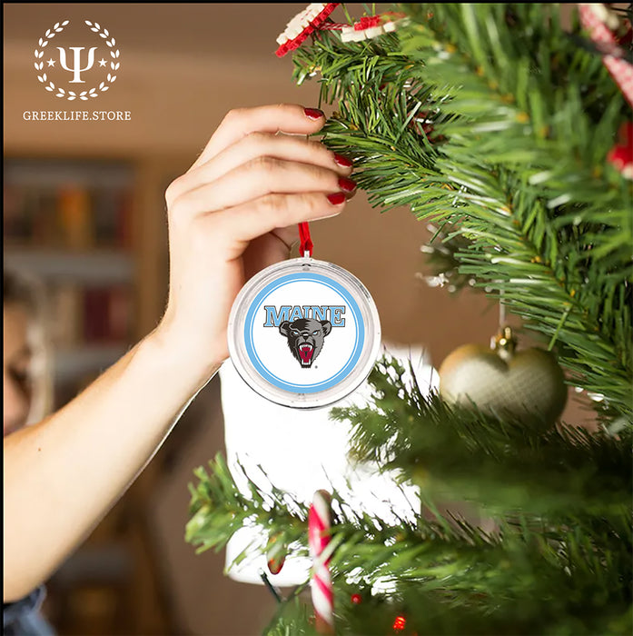 University of Maine Christmas Reversible Flat Round Ornament