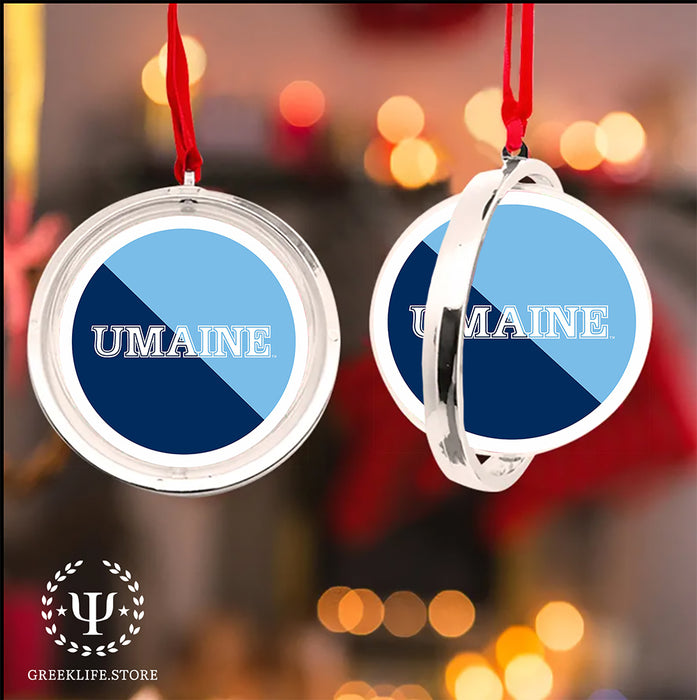 University of Maine Christmas Reversible Flat Round Ornament