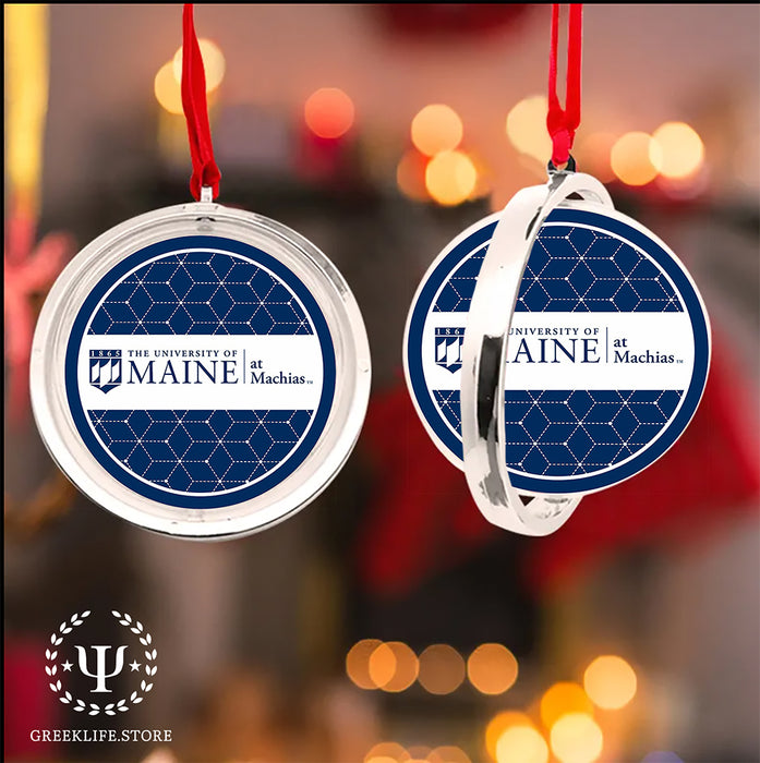 University of Maine Christmas Reversible Flat Round Ornament