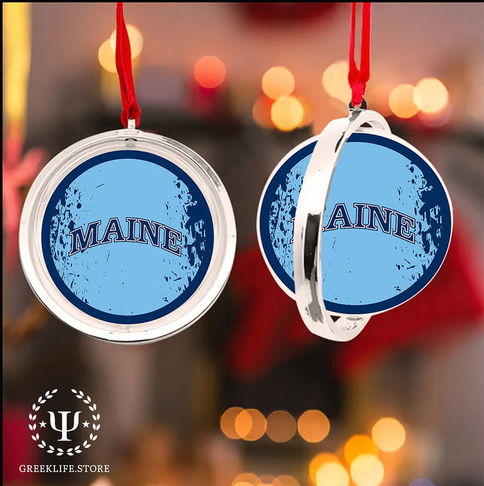 University of Maine Christmas Reversible Flat Round Ornament