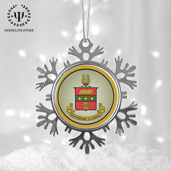 Alpha Chi Omega Christmas Ornament - Snowflake Metal
