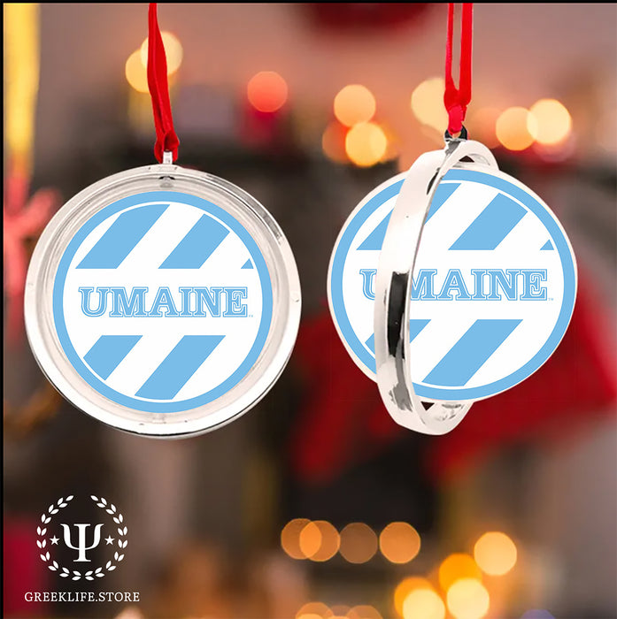 University of Maine Christmas Reversible Flat Round Ornament