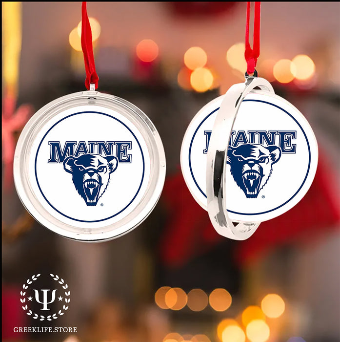 University of Maine Christmas Reversible Flat Round Ornament