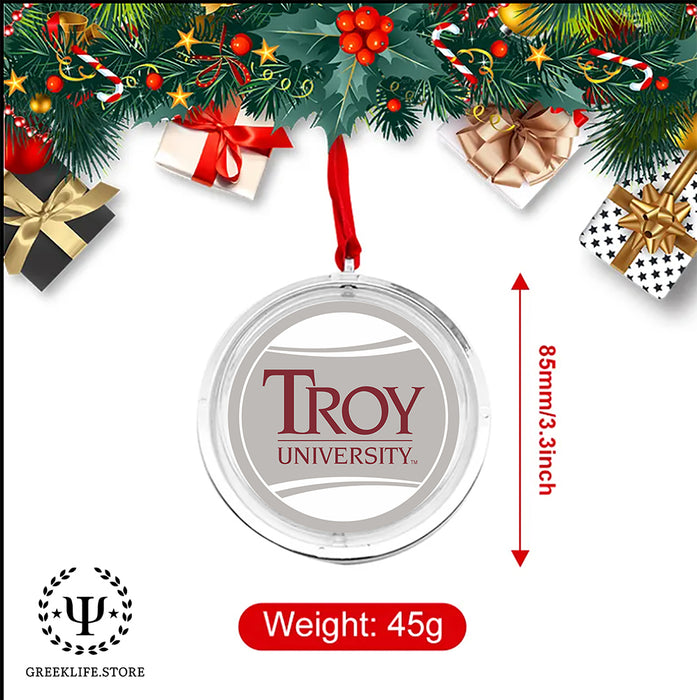 Troy University Christmas Reversible Flat Round Ornament