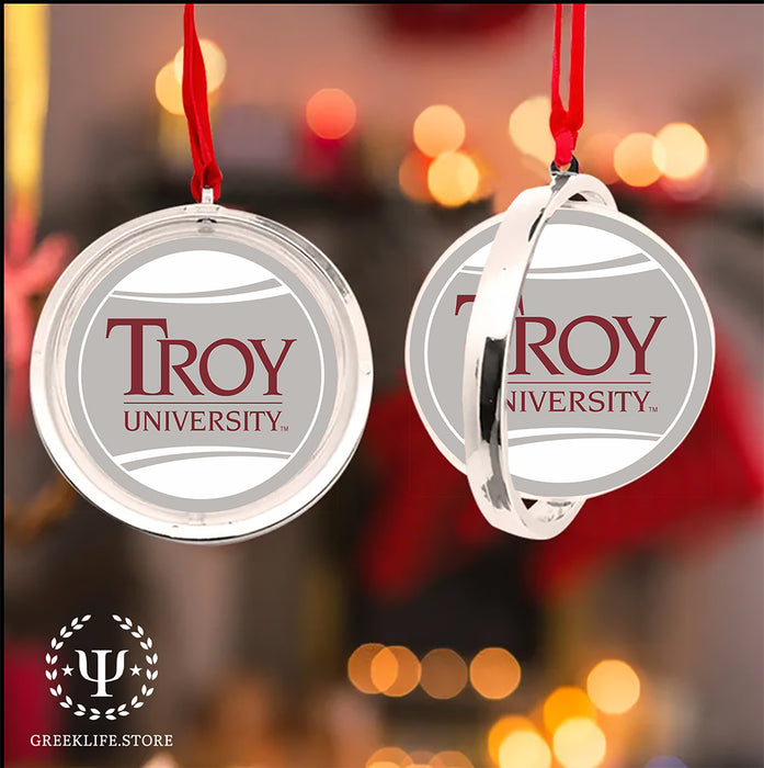 Troy University Christmas Reversible Flat Round Ornament