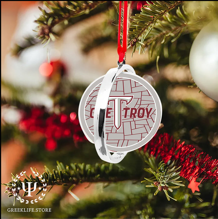 Troy University Christmas Reversible Flat Round Ornament