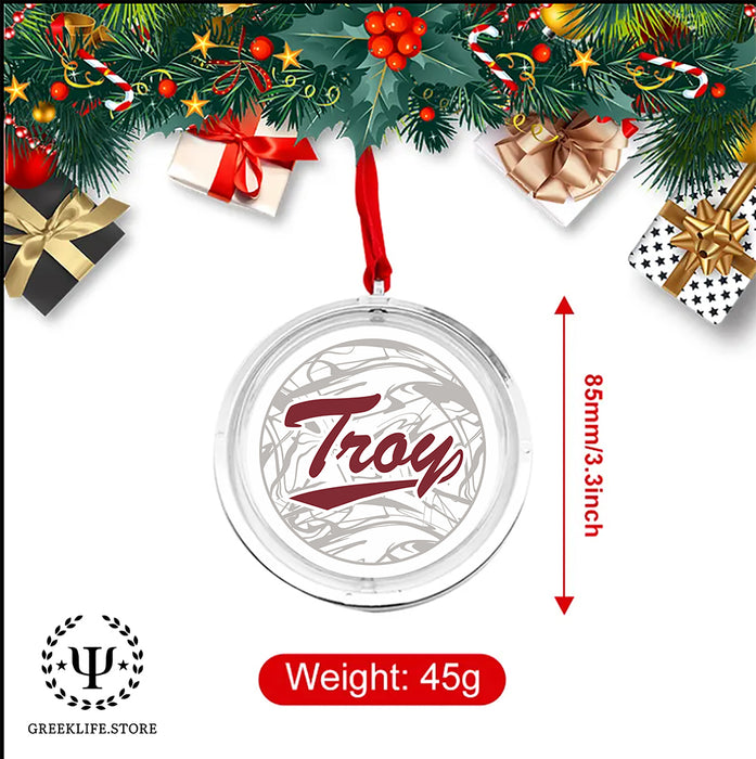 Troy University Christmas Reversible Flat Round Ornament