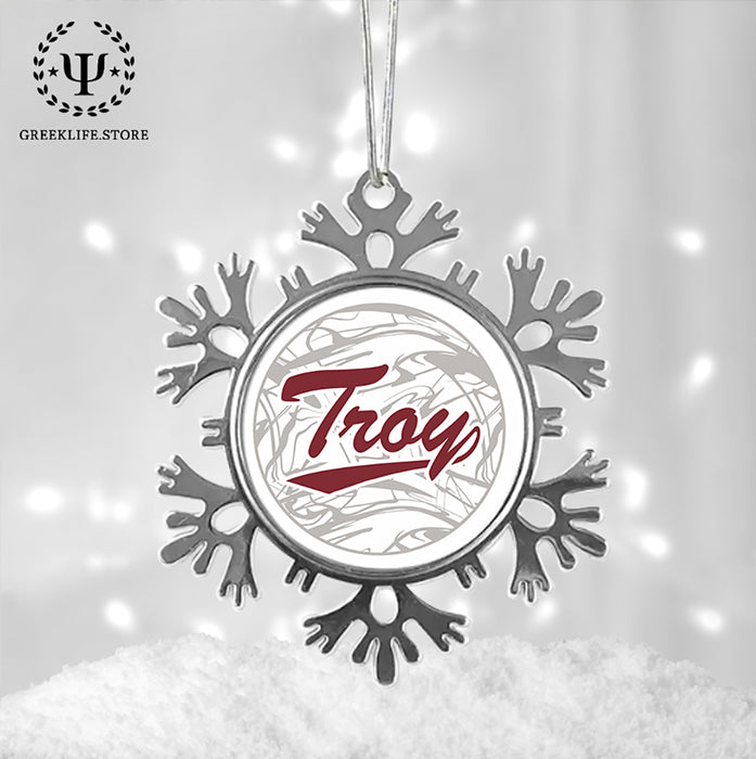 Troy University Christmas Ornament - Snowflake Metal