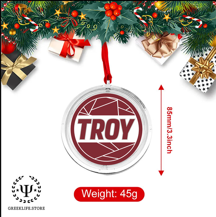 Troy University Christmas Reversible Flat Round Ornament